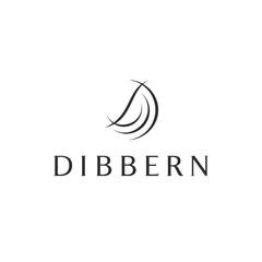 Ein schlichtes schwarz-weißes Logo von Dibbern mit stilisiertem Segelmotiv auf weißem Hintergrund - Klick führt auf die Startseite von DIBBERN.