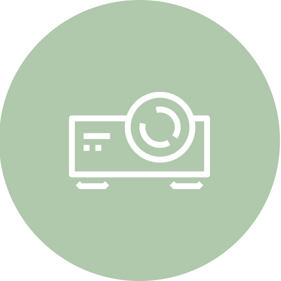 Ein Symbol eines Beamers – steht für Konferenz- und Präsentationstechnik im Hotelservice von Gutshaus Stolpe.